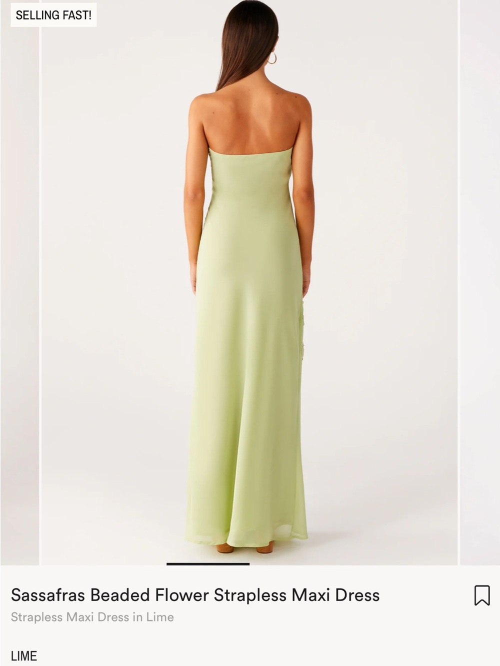 Peppermayo Lime Strapless Maxi Dress with Beaded Floral Appliqués - Picture 3 of 5